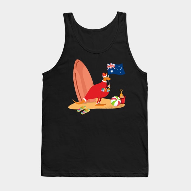 Santa Kangaroo on the Beach Tank Top by Artisan